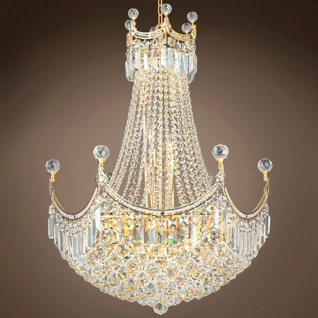 Joshua Marshal Royal Throne Design 18 Lght 24 Gold Chandelier w/Clear Asfour Crystals 701145-014